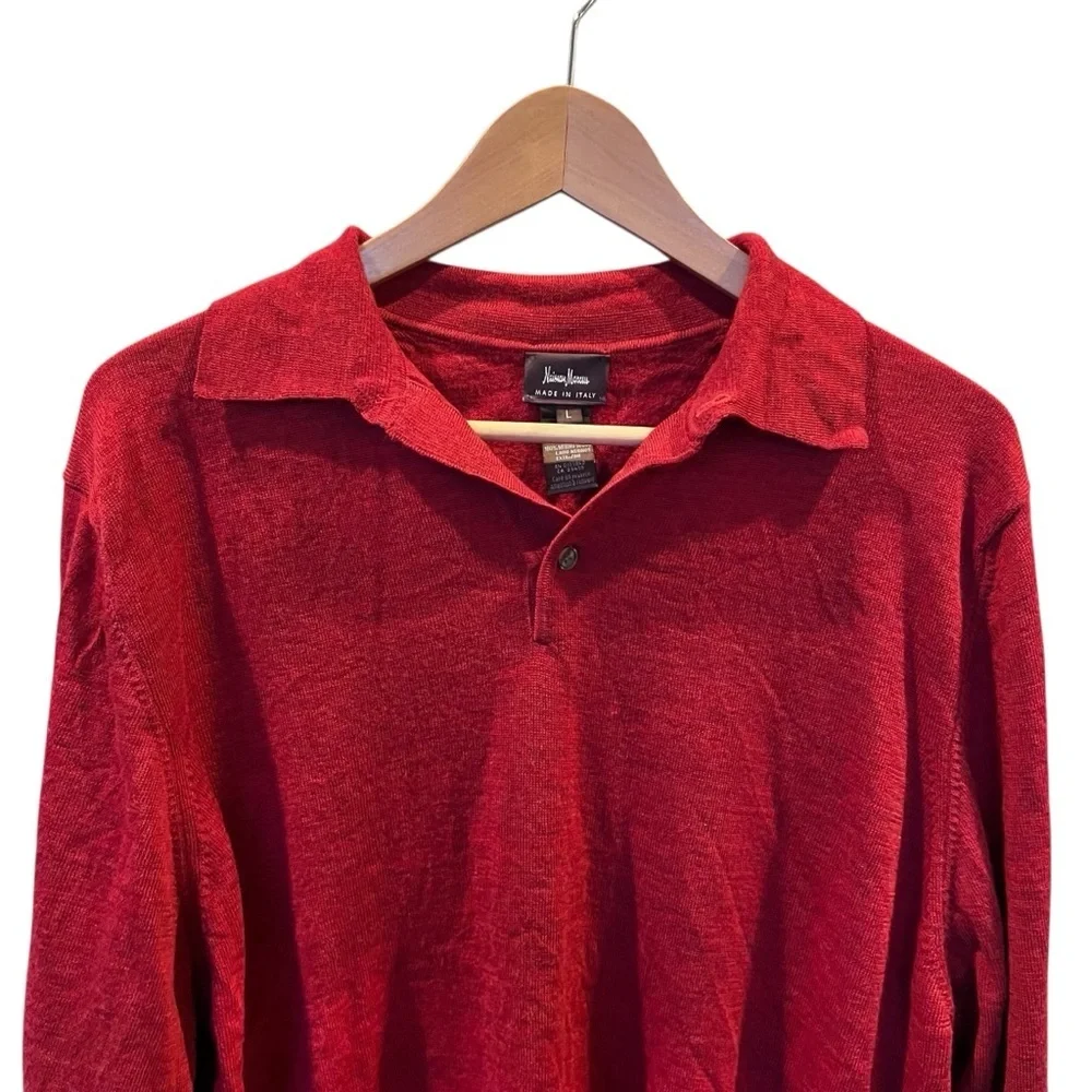 Neiman Marcus Extra Fine Merino Wool Sweater Red